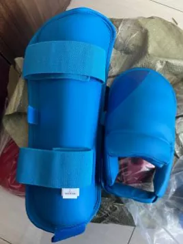 Karate shin and instep guards in red and blue color options